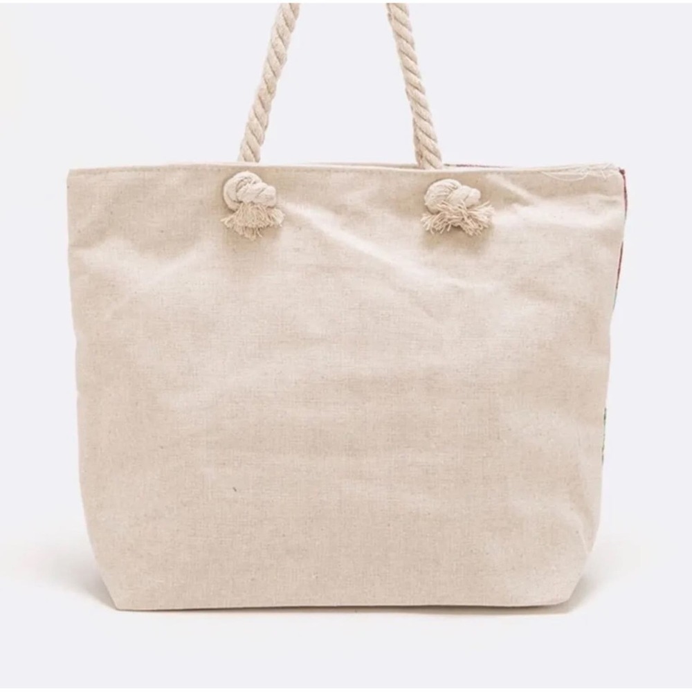 Tropical Sloth Canvas Tote Bag Beach Travel Summer Zip Top Cute NWT - Picture 4 of 5